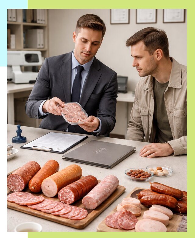 Сертификация колбасных изделий в Боровичах от 7817 р. | Алешин-Брв